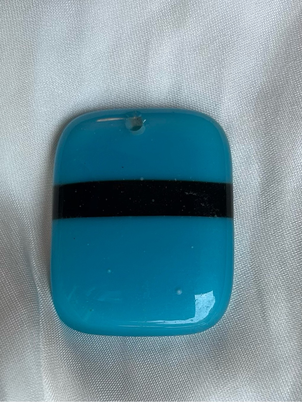 Fused Glass Pendant. Turquoise and Black Glass.